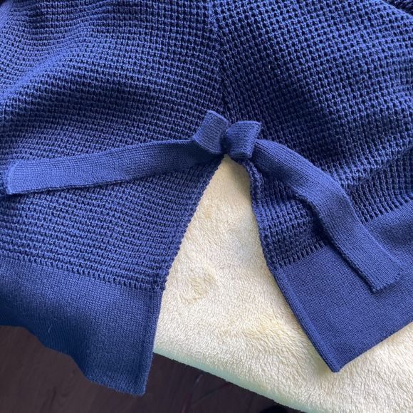NAF NAF French  Womens Blue Duster Sweater Bows On Side Size M - Picture 9 of 10